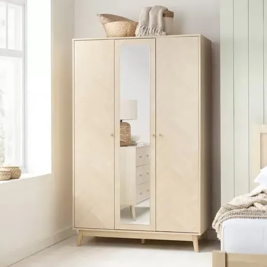 Helena 3-Door Mirrored Wardrobe - Oak