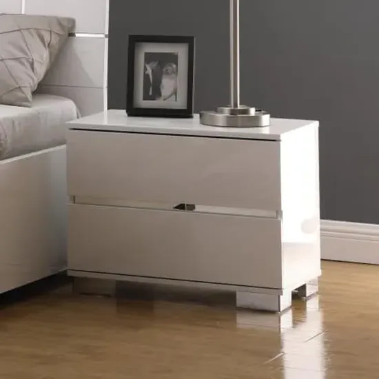 Helena Bedside Cabinet with 2 Drawers - White