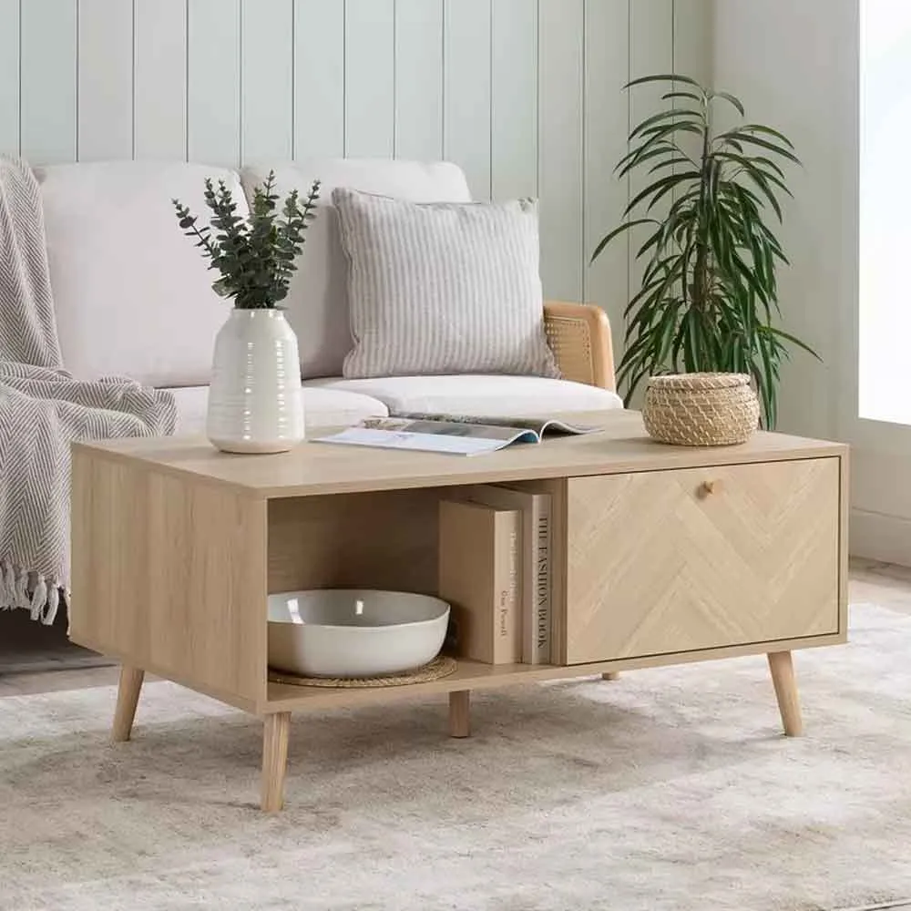 Helena Coffee Table with 1 Drawer - Oak, MFC product