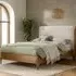 Helena Fabric King Size Bed Frame - White, Oak