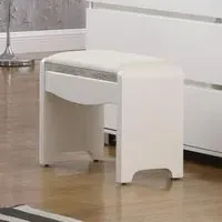 Helena High Gloss Dressing Table Stool - White, MDF