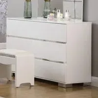 Helena High Gloss Dressing Table with 3 Drawers - White, MDF