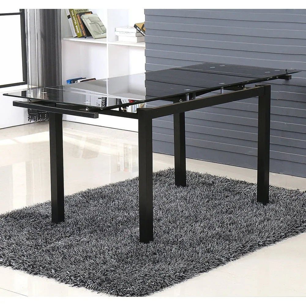 Helena Large Extending Dining Table - Black, Glass image