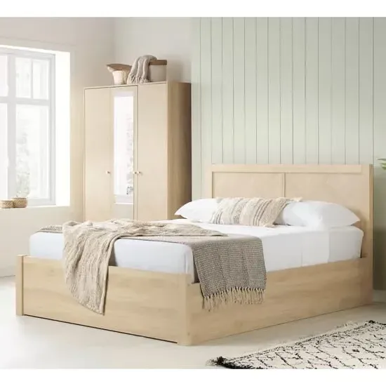 Helena Ottoman Double Bed Frame with Storage - Oak