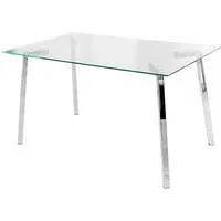 Helena Rectangular Dining Table - Clear Glass, Chrome