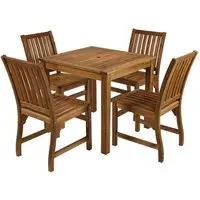 Helena Square Dining Table with 4 Chairs - Natural Wood