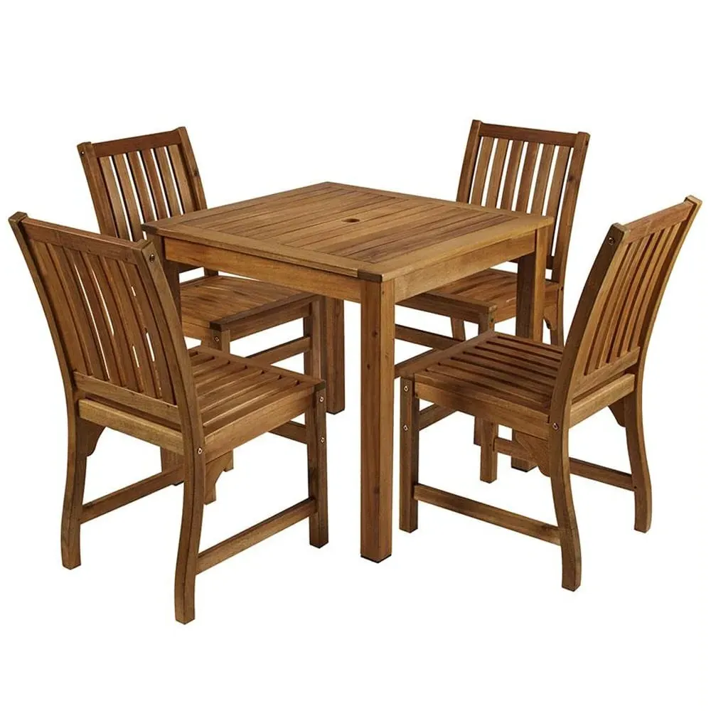 Helena Square Dining Table with 4 Chairs - Natural Wood