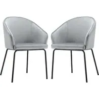 Helga Dining Chairs with Black Frame (Pair) - Grey, Velvet alternate view