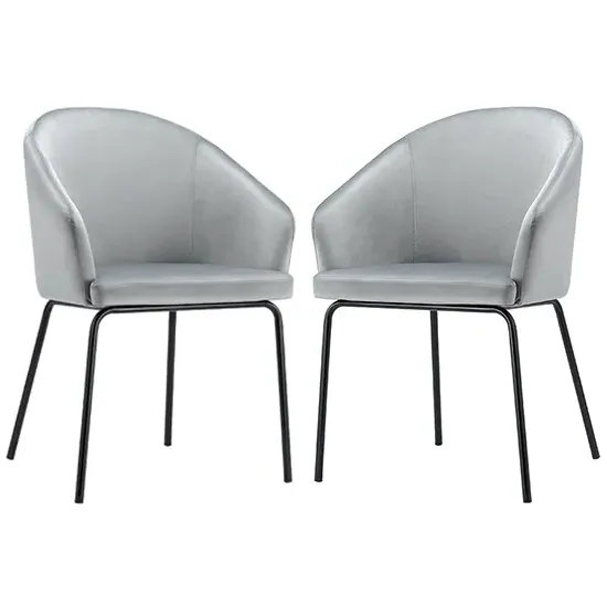 Helga Dining Chairs with Black Frame (Pair) - Grey, Velvet product