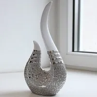 Helion Striped Ceramic Sculpture - Silver, White alternate view