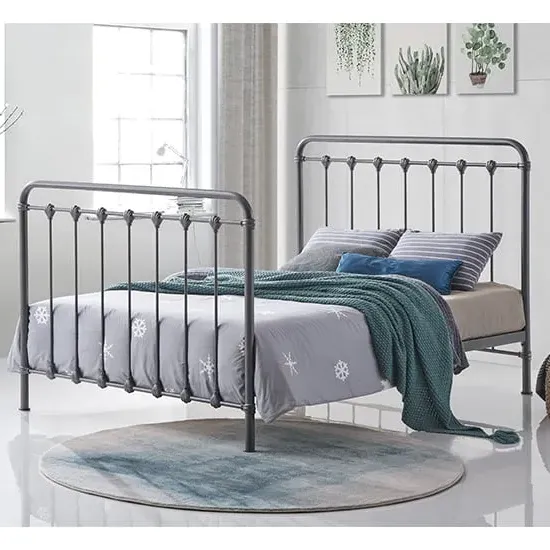 Helki King Size Bed Frame - Silver, Metal