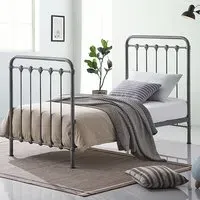 Helki Single Bed Frame - Silver, Metal