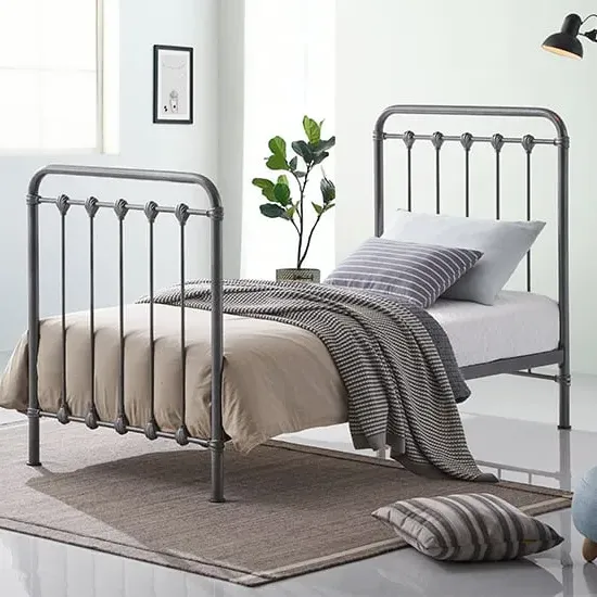 Helki Single Bed Frame - Silver, Metal image