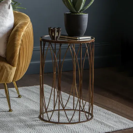 Hellidon Round Side Table - Bronze, Glass product