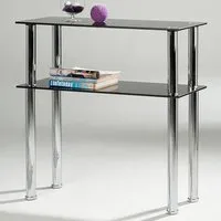 Helotes Console Table with Chrome Legs - Black, Glass