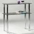 Helotes Console Table with Chrome Legs - Black, Glass