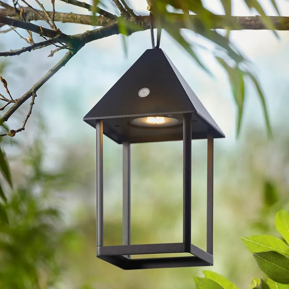 Helotes Small Lantern Table Lamp - Matt Black, Metal product