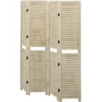 Helsa Wood 4 Panel Room Divider - White, Paulownia