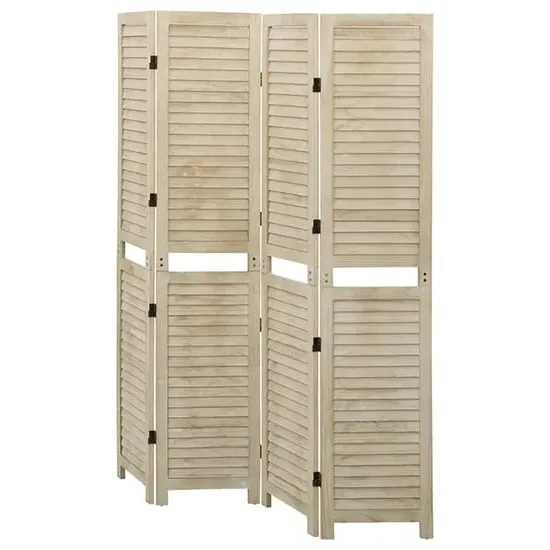 Helsa Wood 4 Panel Room Divider - White, Paulownia image