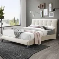Helsinki Small Double Bed Frame - Warm Stone, Fabric