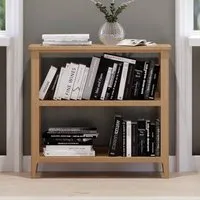 Helvane 2-Shelf Solid Wood Bookcase - Oak alternate view