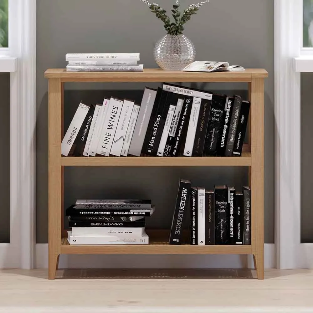 Helvane 2-Shelf Solid Wood Bookcase - Oak product