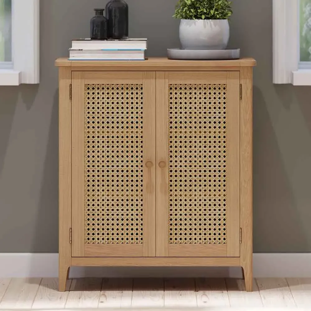 Helvane Storage Cabinet with 2 Doors - Oak, Solid Wood product