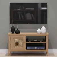Helvane TV Stand with 1 Door - Oak, Solid Wood alternate view