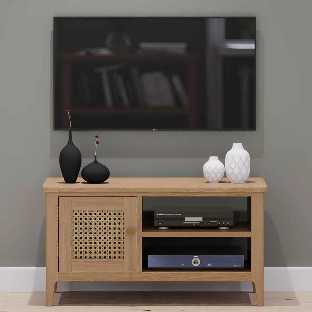 Helvane TV Stand with 1 Door - Oak, Solid Wood product