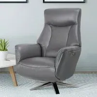 Hendon Electric Recliner Chair with Swivel - Iron, Leather