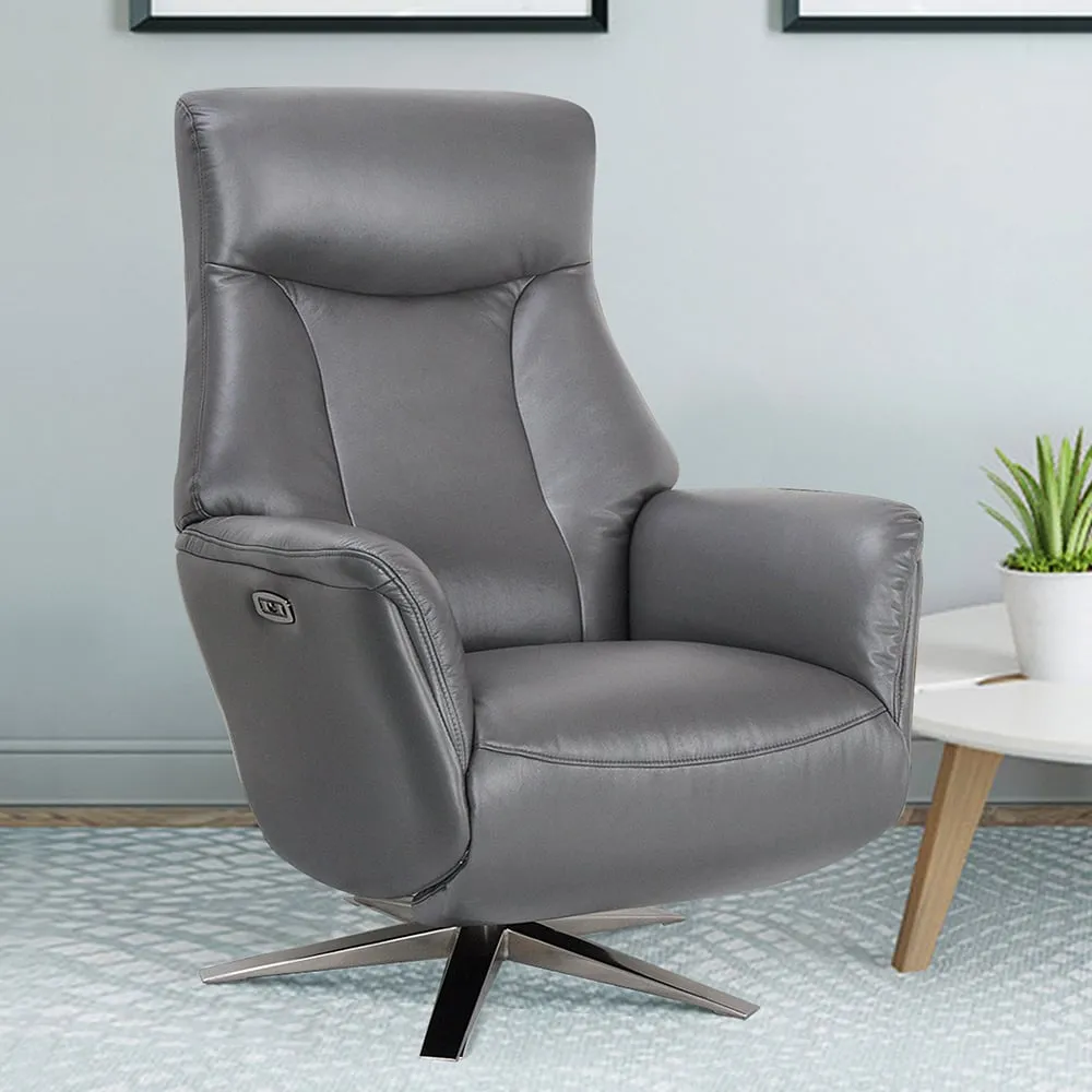 Hendon Electric Recliner Chair with Swivel - Iron, Leather image