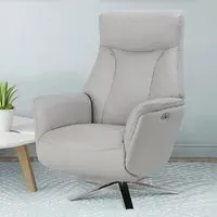 Hendon Electric Recliner Chair with Swivel - Platinum, Leather
