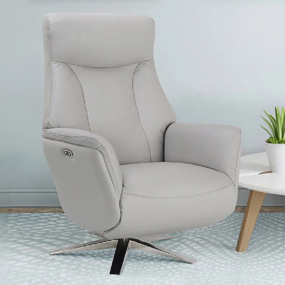 Hendon Electric Recliner Chair with Swivel - Platinum, Leather