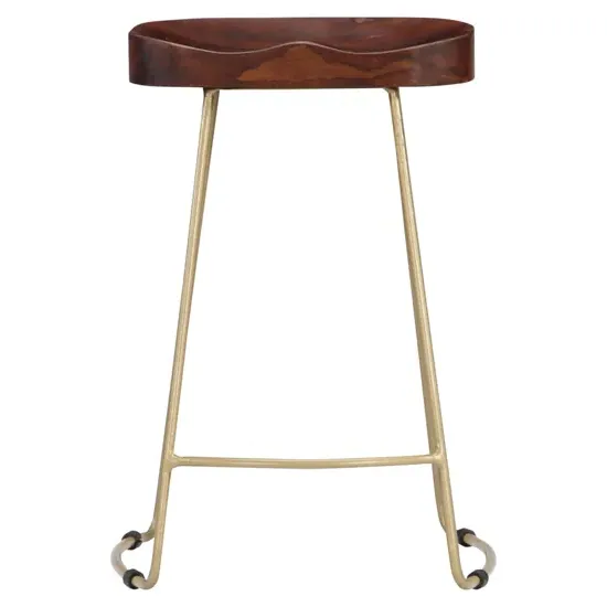 Henley Gavin Bar Stool with Brass Legs - Walnut, Mango Wood product
