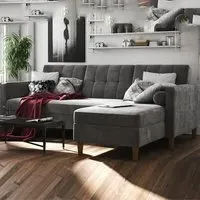 Henley Sectional Sofa Bed with Storage - Grey, Fabric