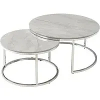 Hennie Round Set of 2 Coffee Tables - Vilas Grey, Sintered Stone