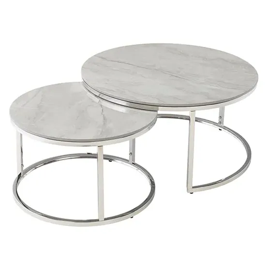 Hennie Round Set of 2 Coffee Tables - Vilas Grey, Sintered Stone image