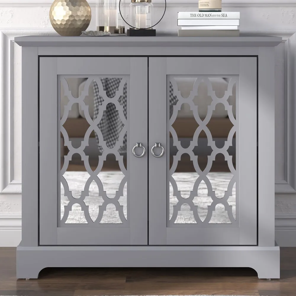 Herceg 2-Door Storage Cabinet - Grey, Wood image