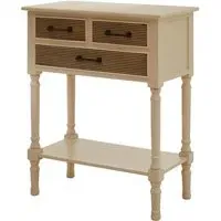 Heritox 3 Drawer Console Table - Pearl White, Pine Wood