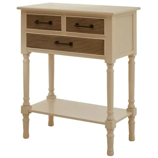 Heritox 3 Drawer Console Table - Pearl White, Pine Wood