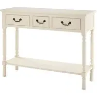 Heritox 3 Drawer Console Table - Vintage Cream, Pine Wood