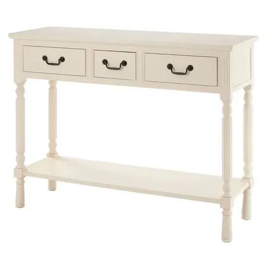 Heritox 3 Drawer Console Table - Vintage Cream, Pine Wood