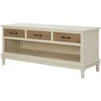 Heritox 3-Drawer TV Stand with Shelf - Pearl White, Pine Wood