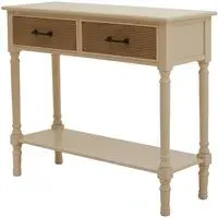 Heritox Console Table with 2 Drawers - Pearl White, Pine Wood