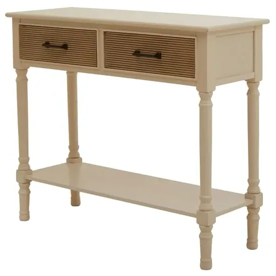 Heritox Console Table with 2 Drawers - Pearl White, Pine Wood
