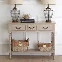 Heritox Console Table with 3 Drawers - Vintage Grey, Pine Wood
