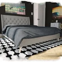 Heron King Size Bed Frame - Grey, Linen