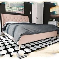 Heron King Size Bed Frame - Pink, Linen