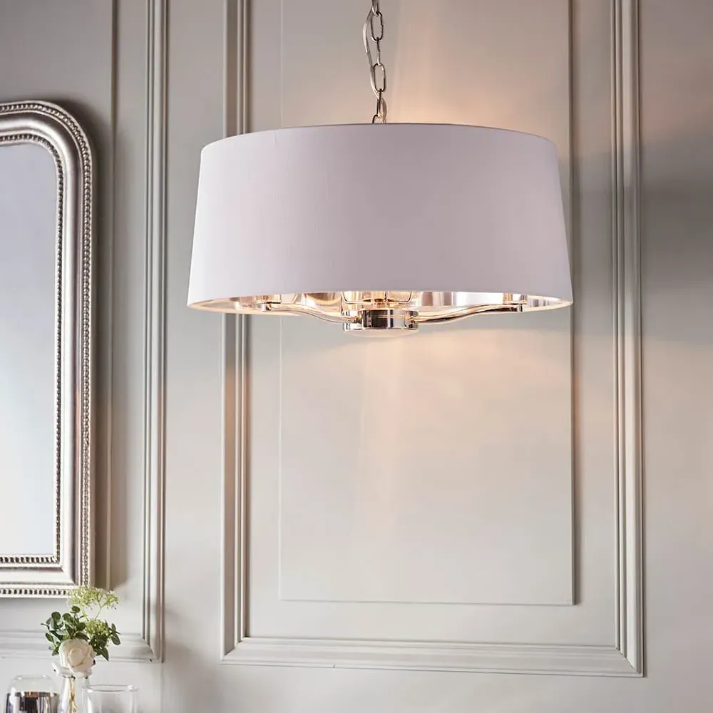 Herriman 3 Light Fabric Shade Ceiling Light - Bright Nickel image