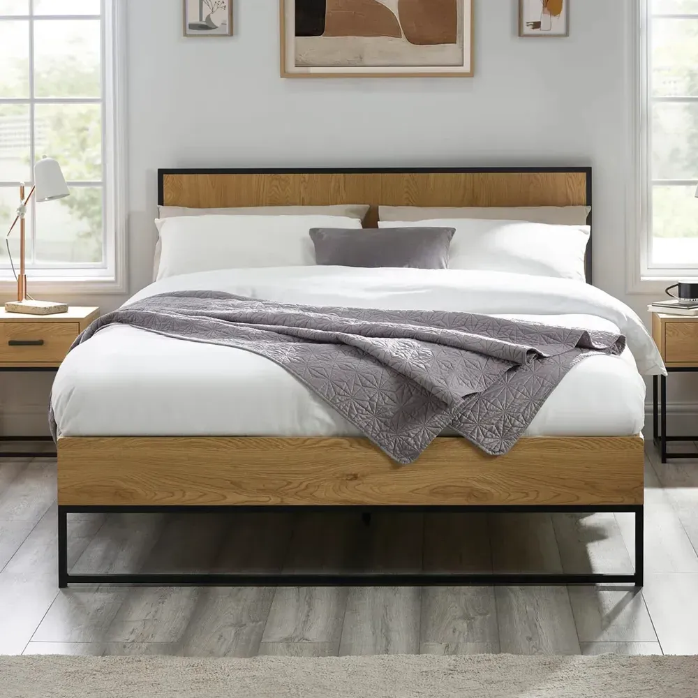 Herriman Double Bed Frame - Light Oak, Wood product
